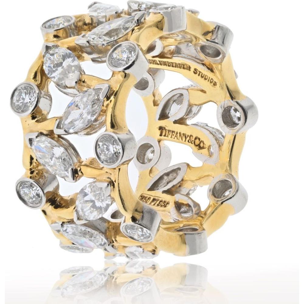 Tiffany & Co. Schlumberger Platinum & 18K Yellow Gold Vigne Diamond Ring - 2.65 Carat Total Diamond Weight