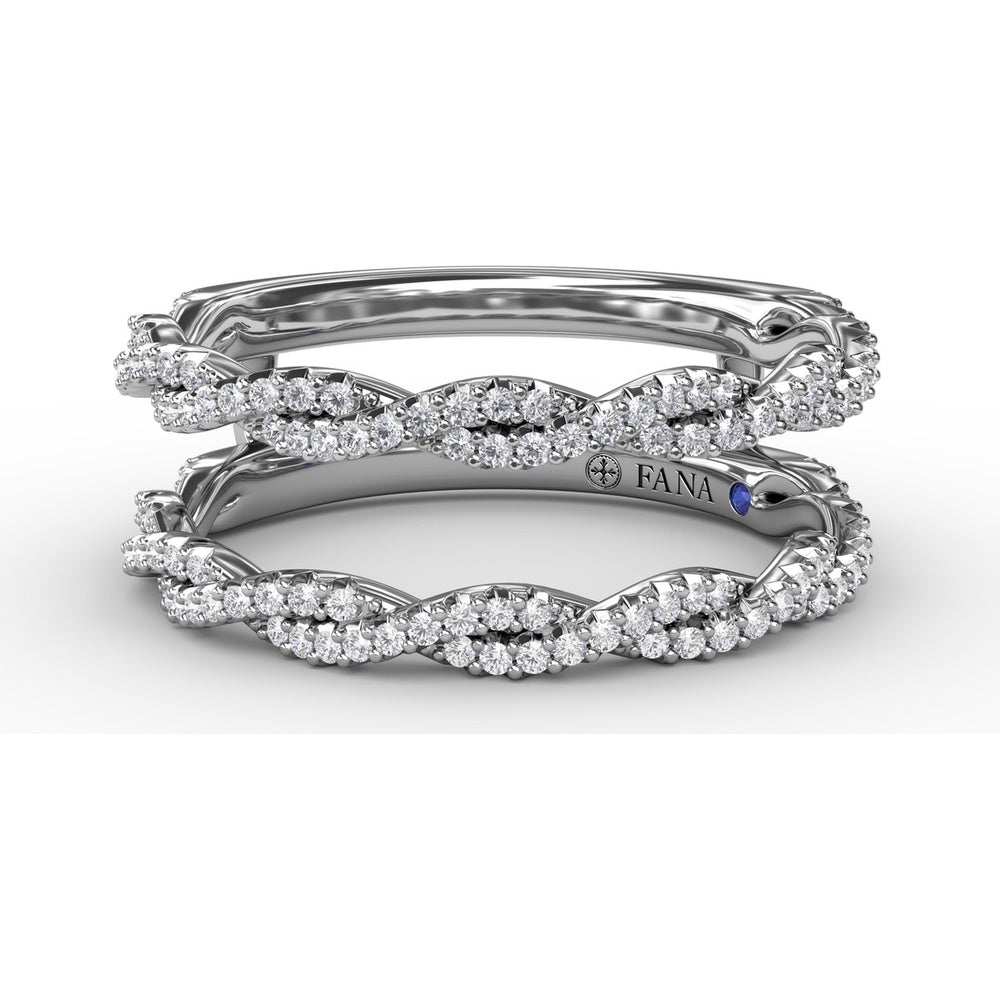 Tight Twist Diamond Insert Ring with Pavé Set Round Diamonds by Fana - 0.43 Carat Total Diamond Weight
