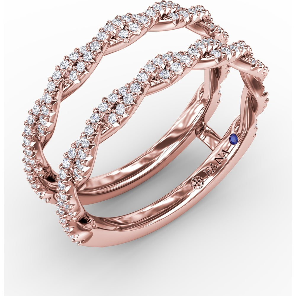 Tight Twist Diamond Insert Ring with Pavé Set Round Diamonds by Fana - 0.43 Carat Total Diamond Weight