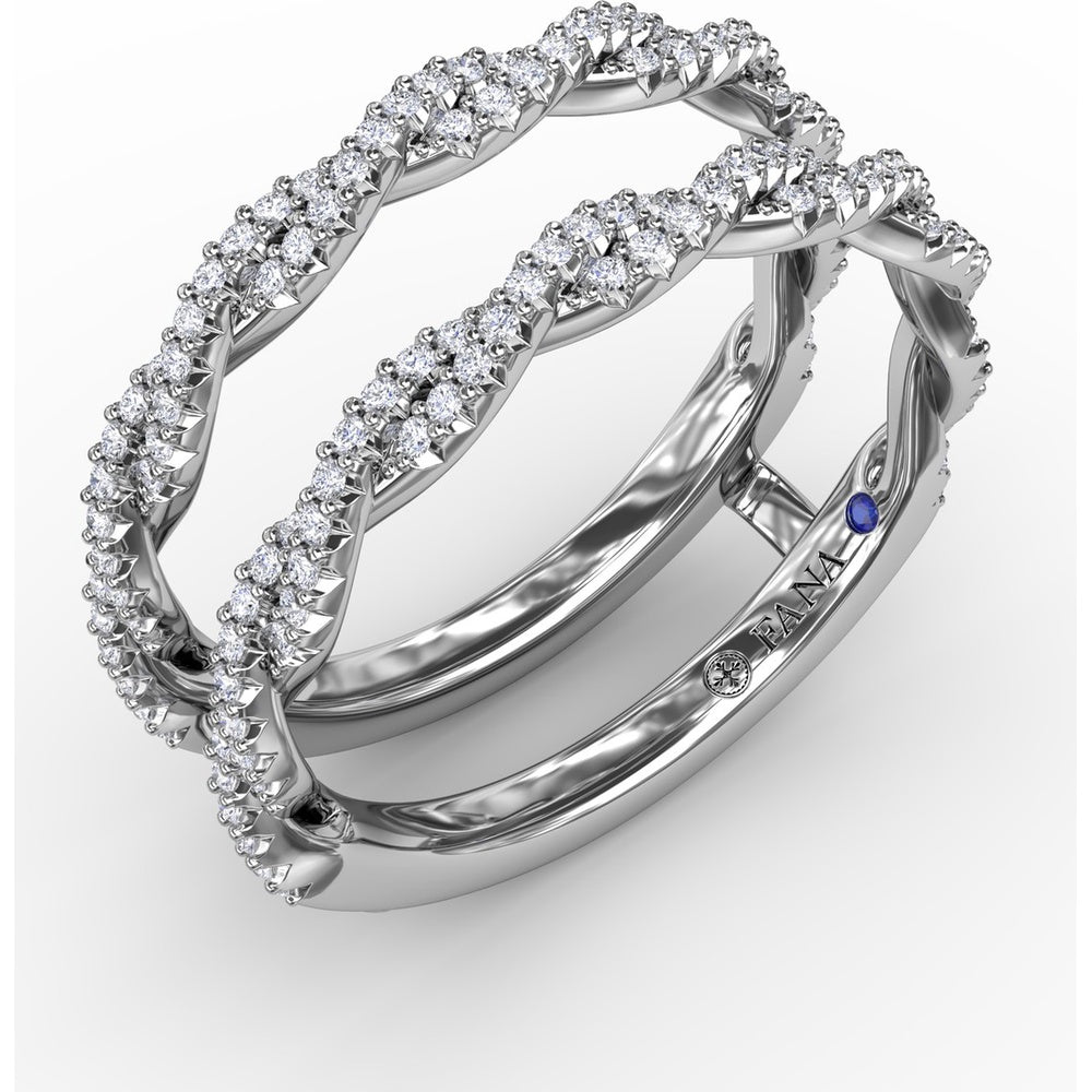 Tight Twist Diamond Insert Ring with Pavé Set Round Diamonds by Fana - 0.43 Carat Total Diamond Weight