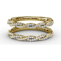 Tight Twist Diamond Insert Ring with Pavé Set Round Diamonds by Fana - 0.43 Carat Total Diamond Weight