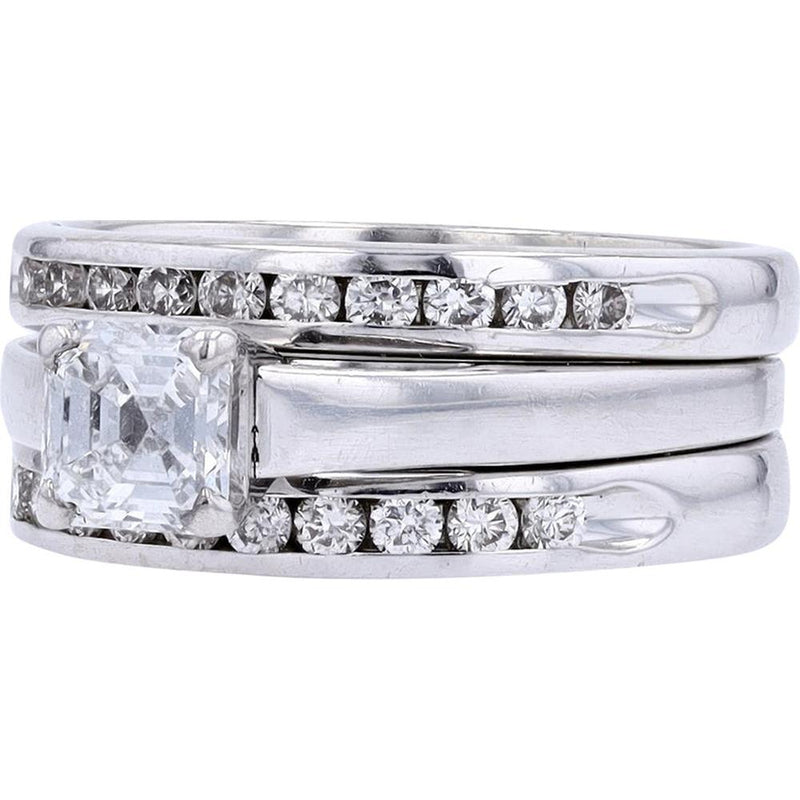 Timeless 14K White Gold Asscher-Cut Diamond Bridal Set