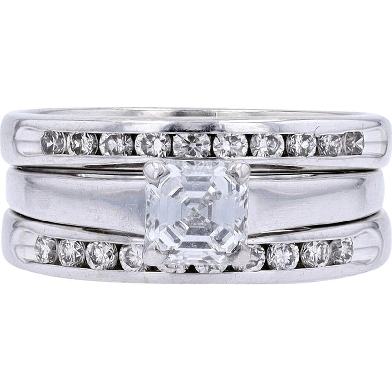 Timeless 14K White Gold Asscher-Cut Diamond Bridal Set