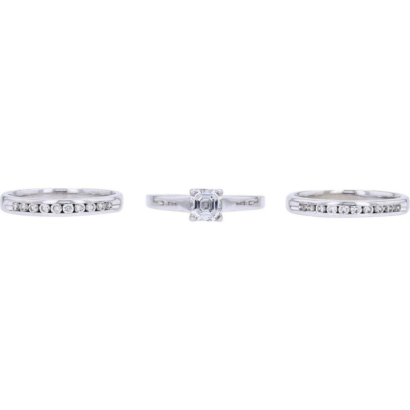 Timeless 14K White Gold Asscher-Cut Diamond Bridal Set