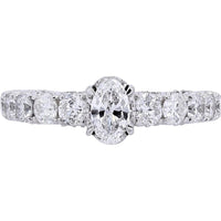 Timeless 14K White Gold Oval Diamond Engagement Ring - 1.50 Carat Total Diamond Weight