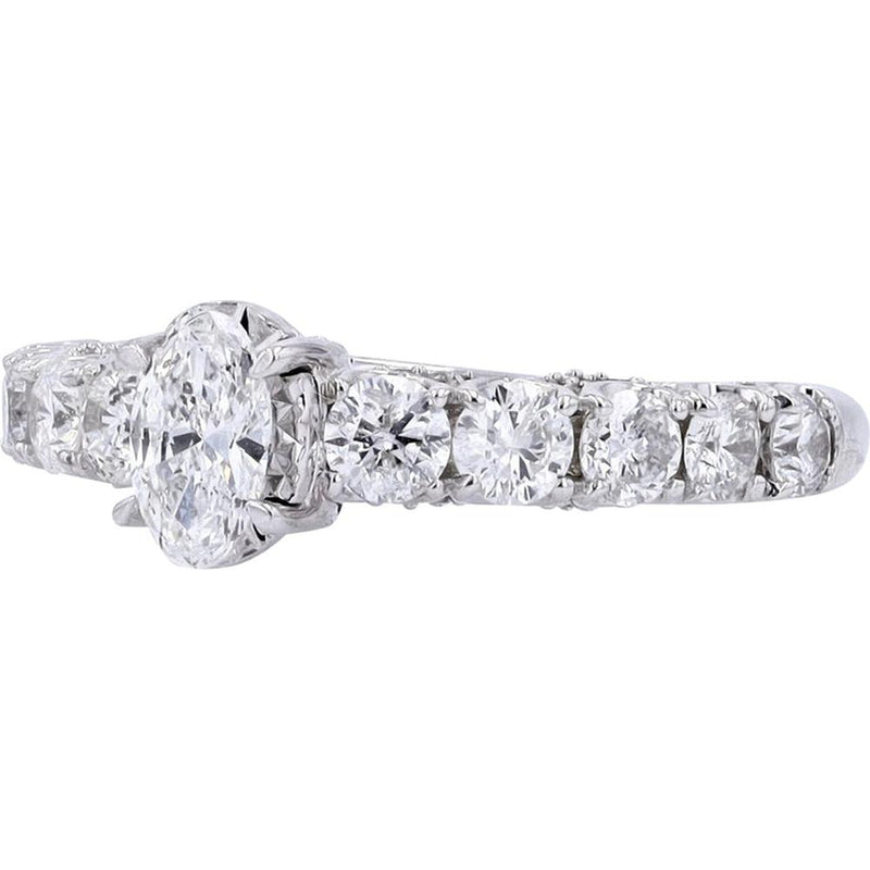 Timeless 14K White Gold Oval Diamond Engagement Ring - 1.50 Carat Total Diamond Weight