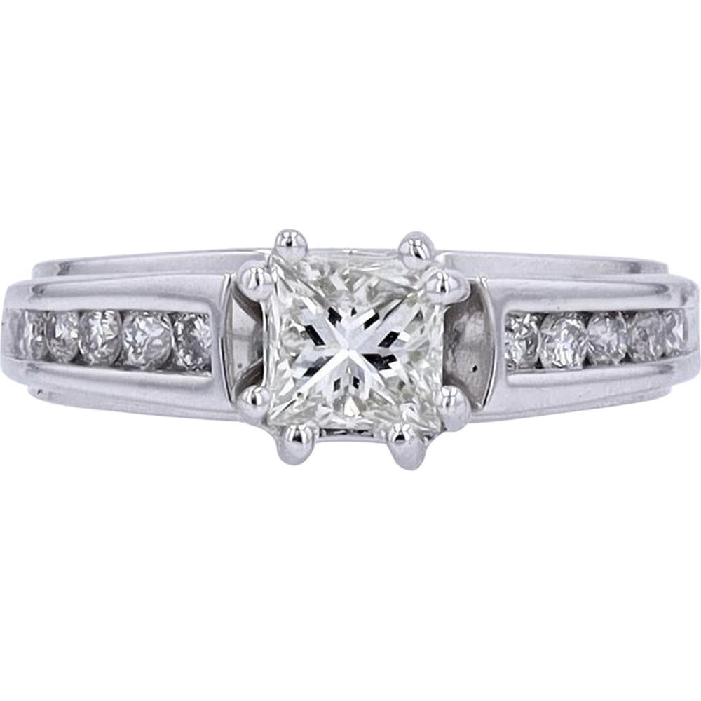 Timeless 14K White Gold Princess Cut Diamond Engagement Ring - 0.75 Carat