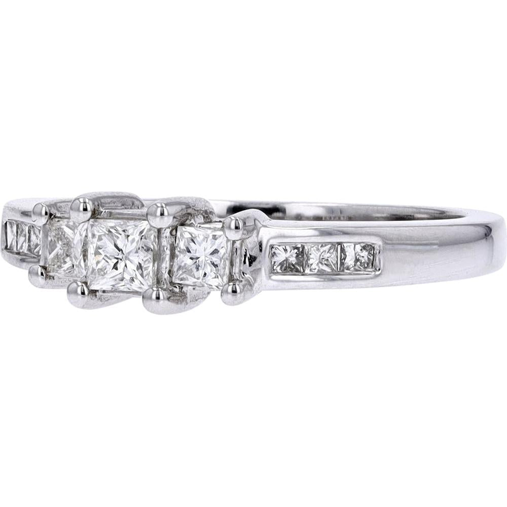 Timeless 14K White Gold Three Stone Diamond Engagement Ring - 1/2 Carat