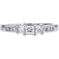 Timeless 14K White Gold Three Stone Diamond Engagement Ring - 1/2 Carat