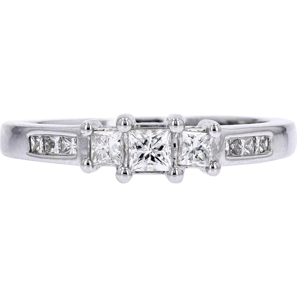 Timeless 14K White Gold Three Stone Diamond Engagement Ring - 1/2 Carat