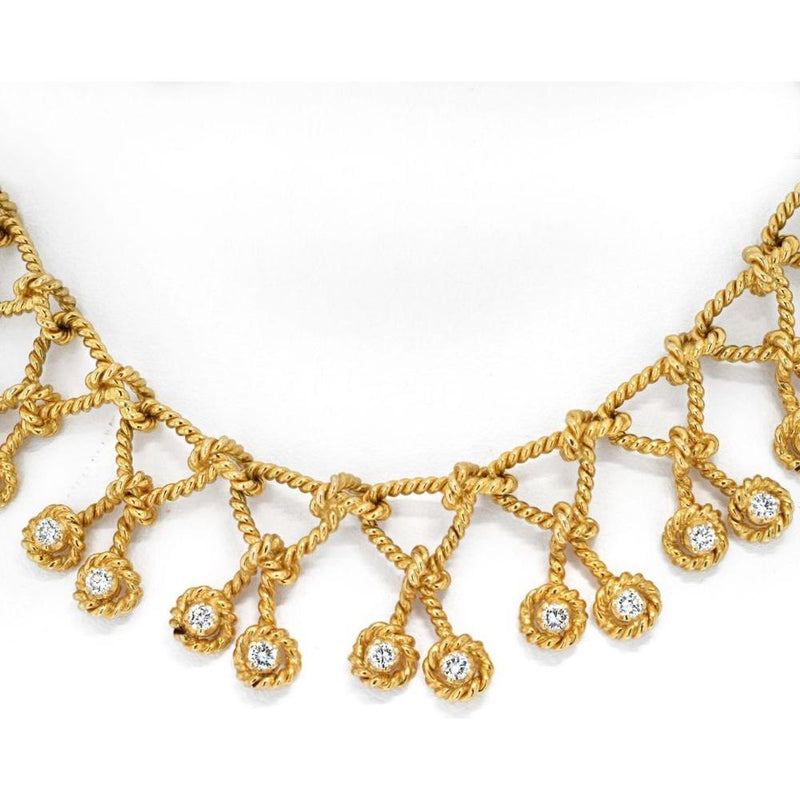Van Cleef & Arpels Timeless Beauty 18K Gold Diamond Twist Rope Necklace - 4.00 Total Carat Weight