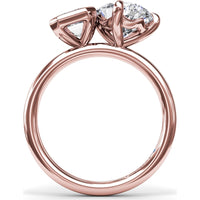 Toi et Moi Engagement Ring Setting with Emerald Bezel and Pear Prong Diamond Mounting - Center Stones Sold Separately by Fana