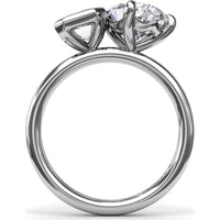 Toi et Moi Engagement Ring Setting with Emerald Bezel and Pear Prong Diamond Mounting - Center Stones Sold Separately by Fana