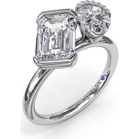 Toi et Moi Engagement Ring Setting with Half-Bezel Emerald Cut and Pear Shape Diamonds - Center Stones Sold Separately by Fana
