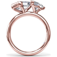 Toi et Moi Engagement Ring Setting with Half-Bezel Emerald Cut and Pear Shape Diamonds - Center Stones Sold Separately by Fana
