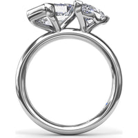 Toi et Moi Engagement Ring Setting with Half-Bezel Emerald Cut and Pear Shape Diamonds - Center Stones Sold Separately by Fana