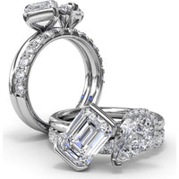 Toi et Moi Engagement Ring Setting with Half-Bezel Emerald Cut and Pear Shape Diamonds - Center Stones Sold Separately by Fana