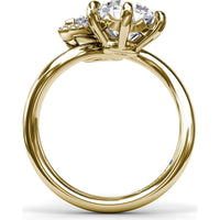 Toi et Moi Engagement Ring Setting with Pear Halo and Round Diamond Mounting - Center Stones Sold Separately, 0.13 Carat Total Diamond Weight by Fana