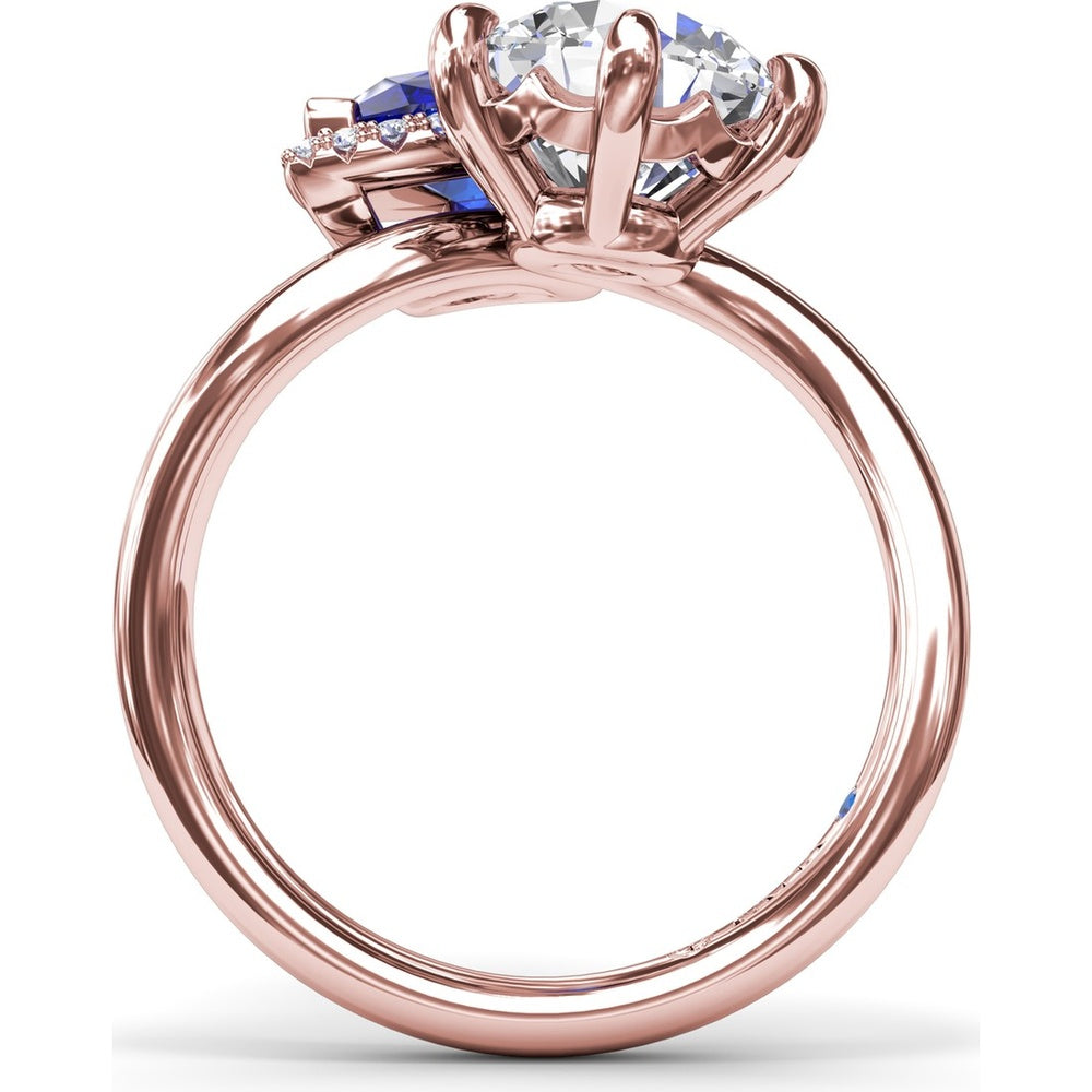 Toi et Moi Engagement Ring Setting with Pear-Shaped Sapphire Halo and Round Diamond Mount - Center Stones Sold Separately by Fana
