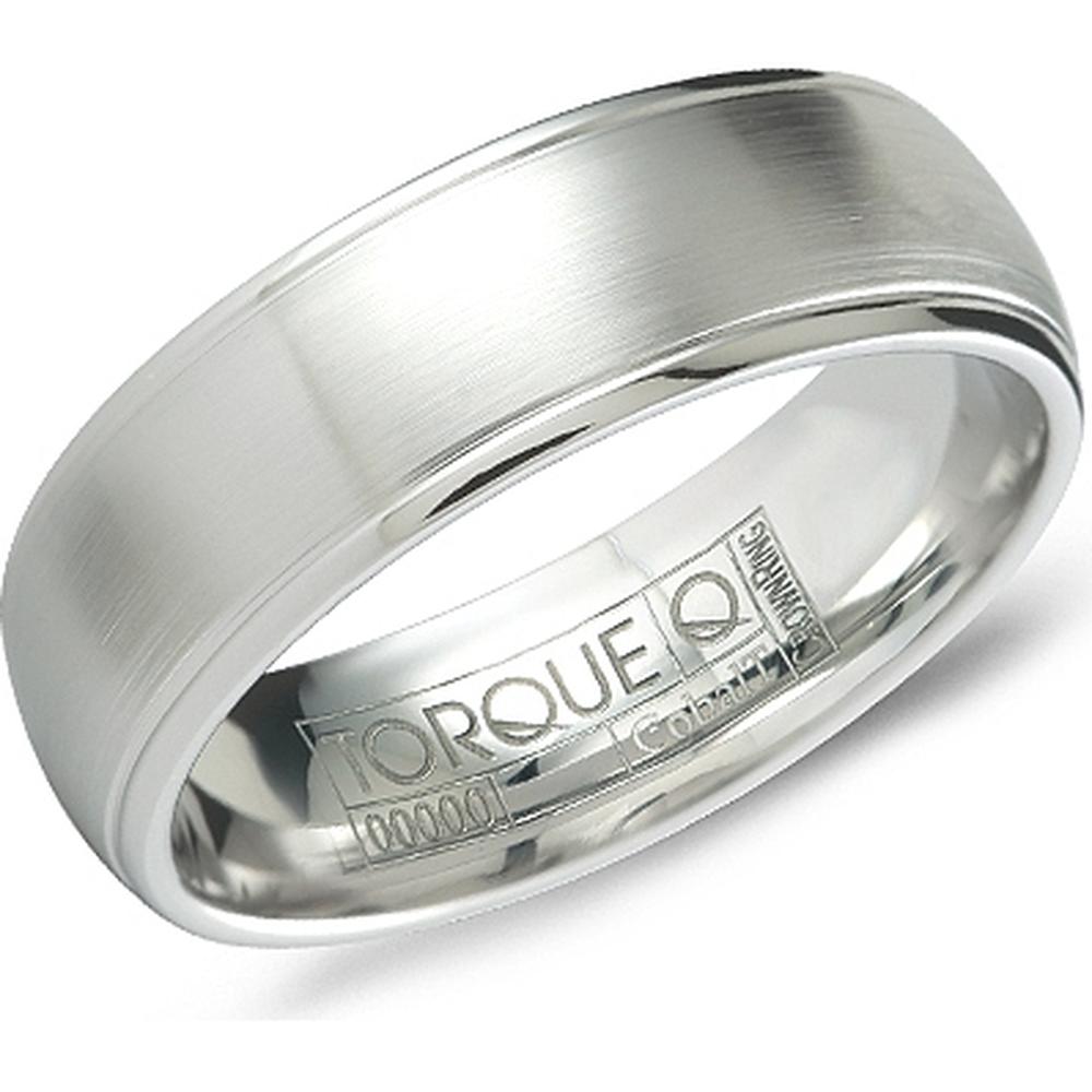 Torque Men's Wedding Band - Brushed Domed Band with Polished Edges in Cobalt - 7mm Width from the Cobalt Collection