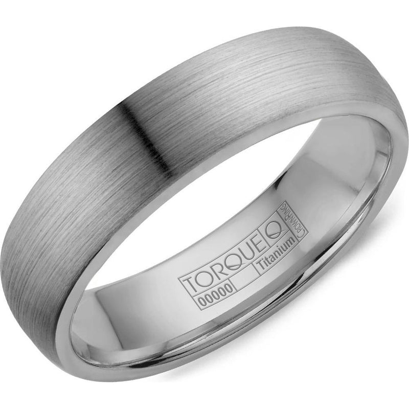 Torque Men's Wedding Band - Brushed Matte Finish with Polished Edges in Titanium Titanium - 6mm Width from the Titanium Collection