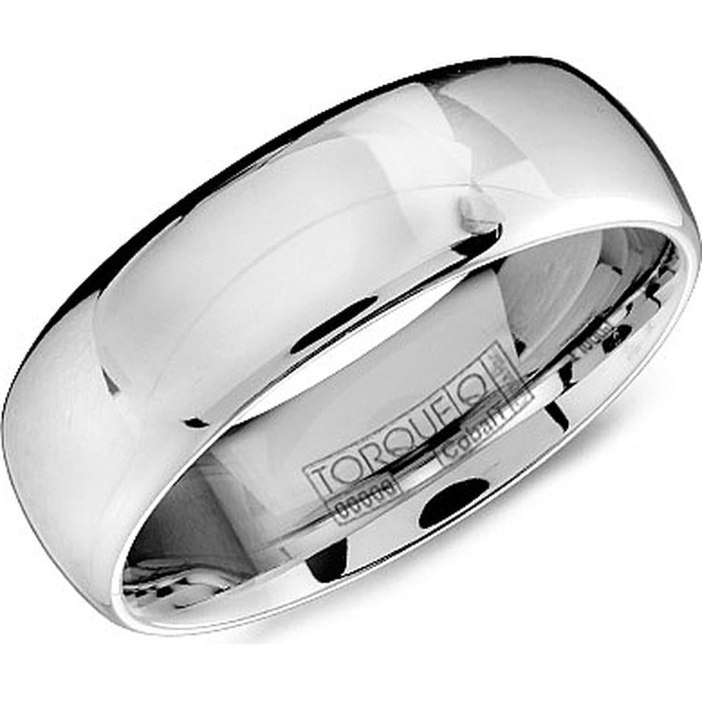 Torque Men's Wedding Band - Classic Domed Polished Design in Cobalt - 7mm Width from the Cobalt Collection