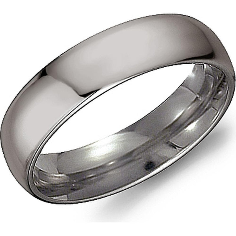 Torque Men's Wedding Band - Classic Smooth Polished Dome Finish in Titanium Titanium - 6mm Width from the Titanium Collection