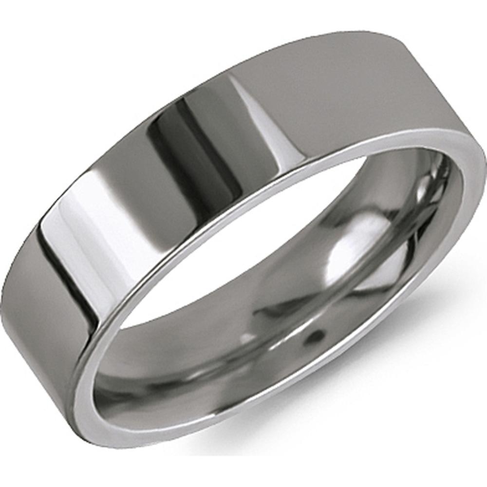 Torque Men's Wedding Band - Flat Polished Mirror-Finish Sleek Design in Titanium Titanium - 6mm Width from the Titanium Collection