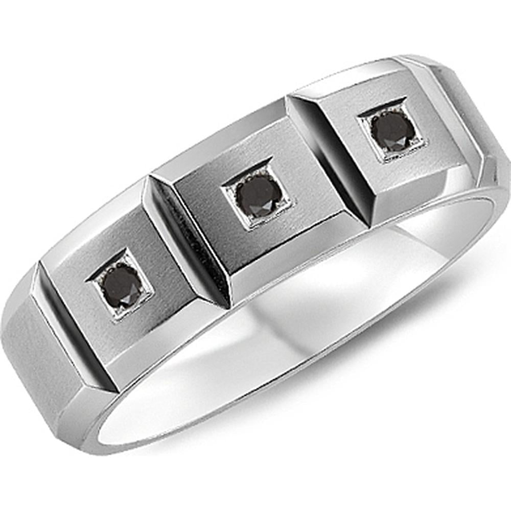 Torque Men's Wedding Band - Geometric Beveled Band with Black Sapphires Inlays in Cobalt with Black Sapphires - 7mm Width from the Cobalt Collection