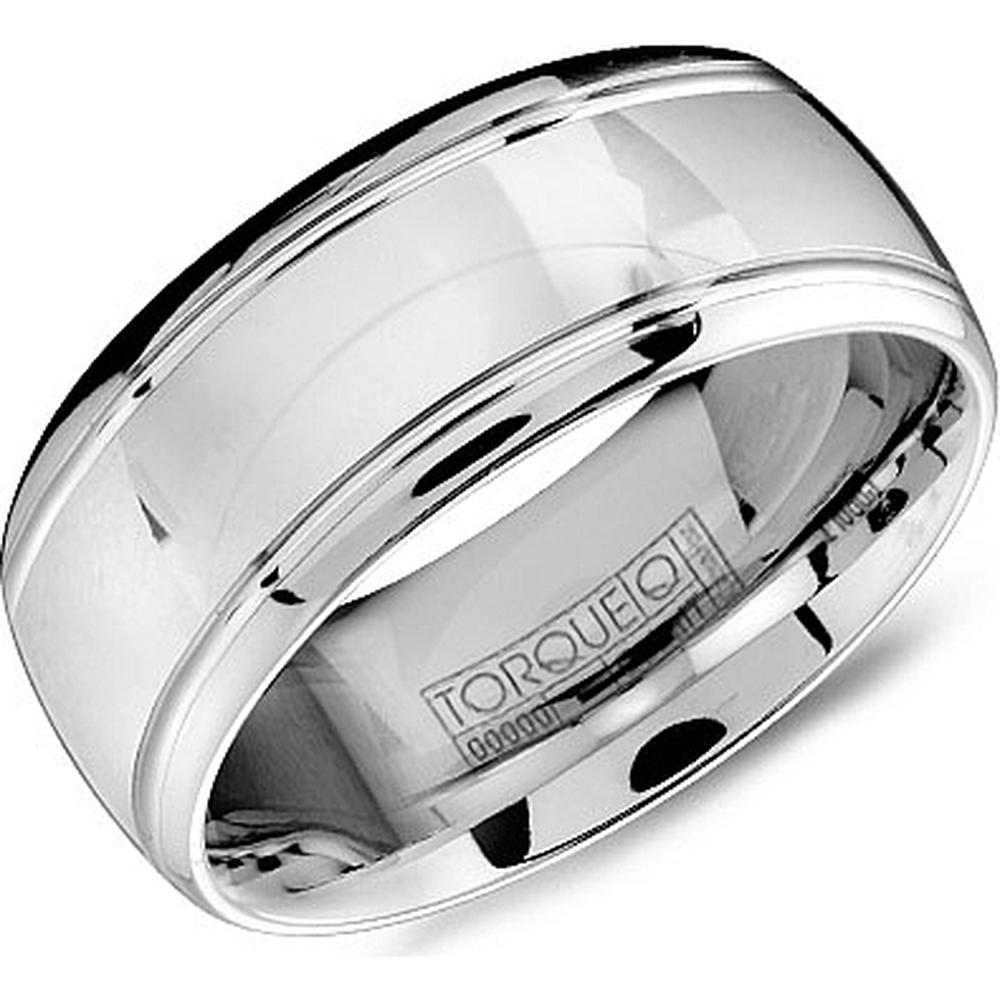 Torque Men's Wedding Band - High Polish Domed Design with Ridges in Cobalt - 9mm Width from the Cobalt Collection