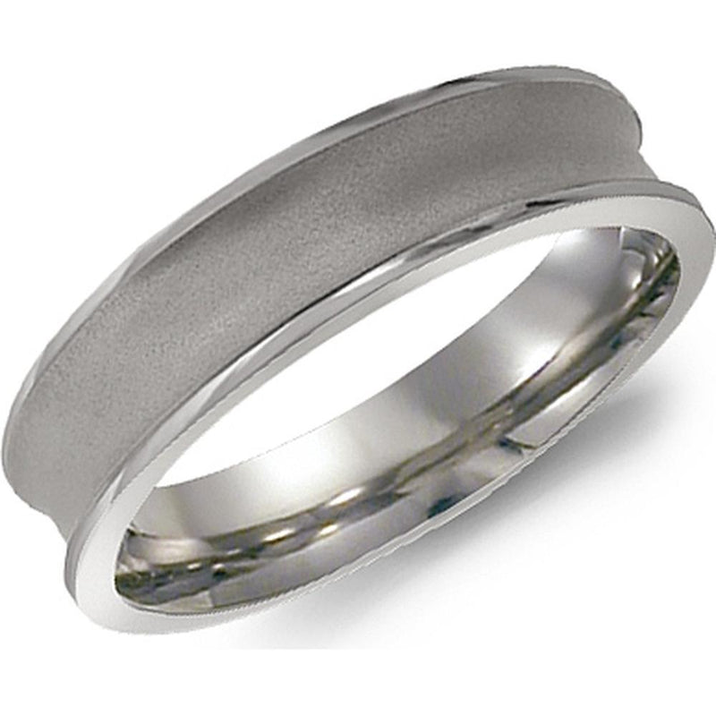 Torque Men's Wedding Band - Matte-Finish Concave Center With Sleek Polished Edges in Titanium Titanium - 6mm Width from the Titanium Collection