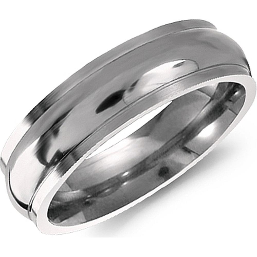 Torque Men's Wedding Band - Polished Dome Step-Edge Design in Titanium Titanium - 6mm Width from the Titanium Collection