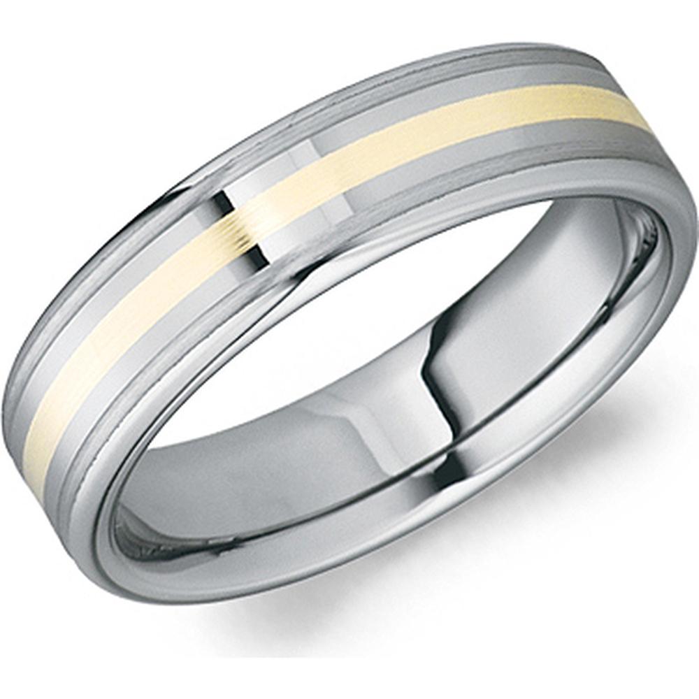 Torque Men's Wedding Band - Polished Finish with Yellow Gold Inlay Ban ...