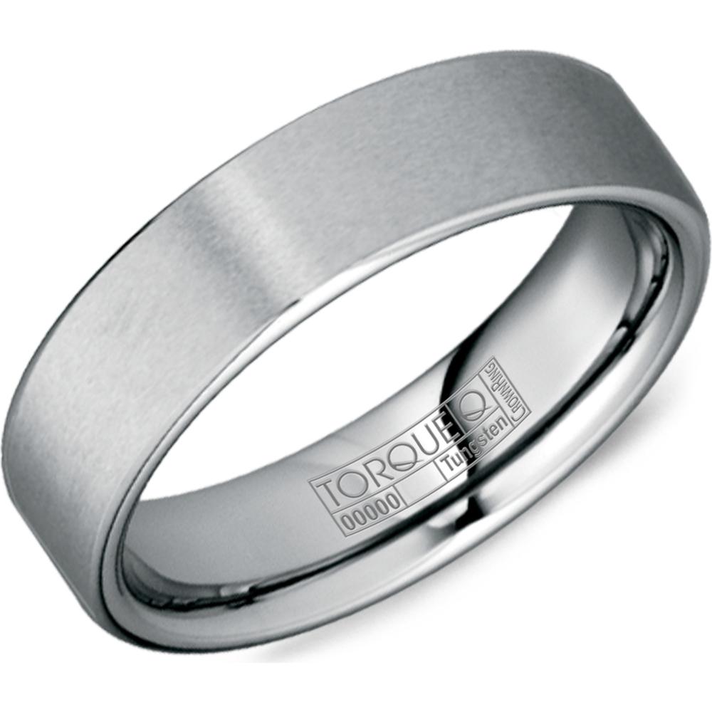 Torque Men's Wedding Band - Satin Brushed Finish with Polished Interior in Tungsten Carbide - 6mm Width from the Tungsten Carbide Collection
