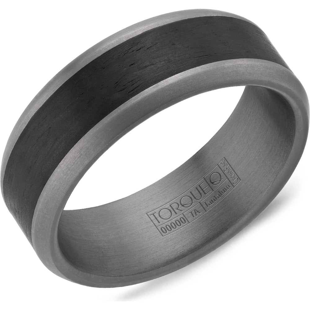 Torque Men's Wedding Band - Tantalum and Forged Carbon Fiber with Sandpaper Edges - 7.5mm Width from the Tantalum Collection