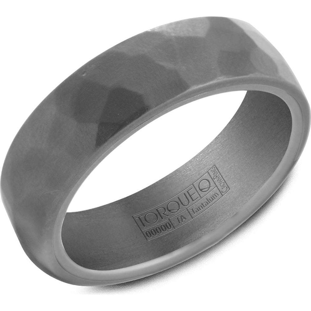 Torque Men's Wedding Band - Tantalum Collection with Frosted Hammered Top-, Special Order Sizes 3-16 - 7mm Width from the Tantalum Collection