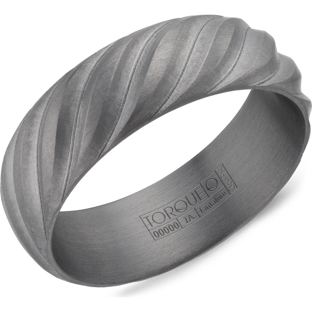 Torque Men's Wedding Band - Tantalum Collection with Frosted Top and Sandpaper Interior Finish- Size 10 - 7mm Width from the Tantalum Collection