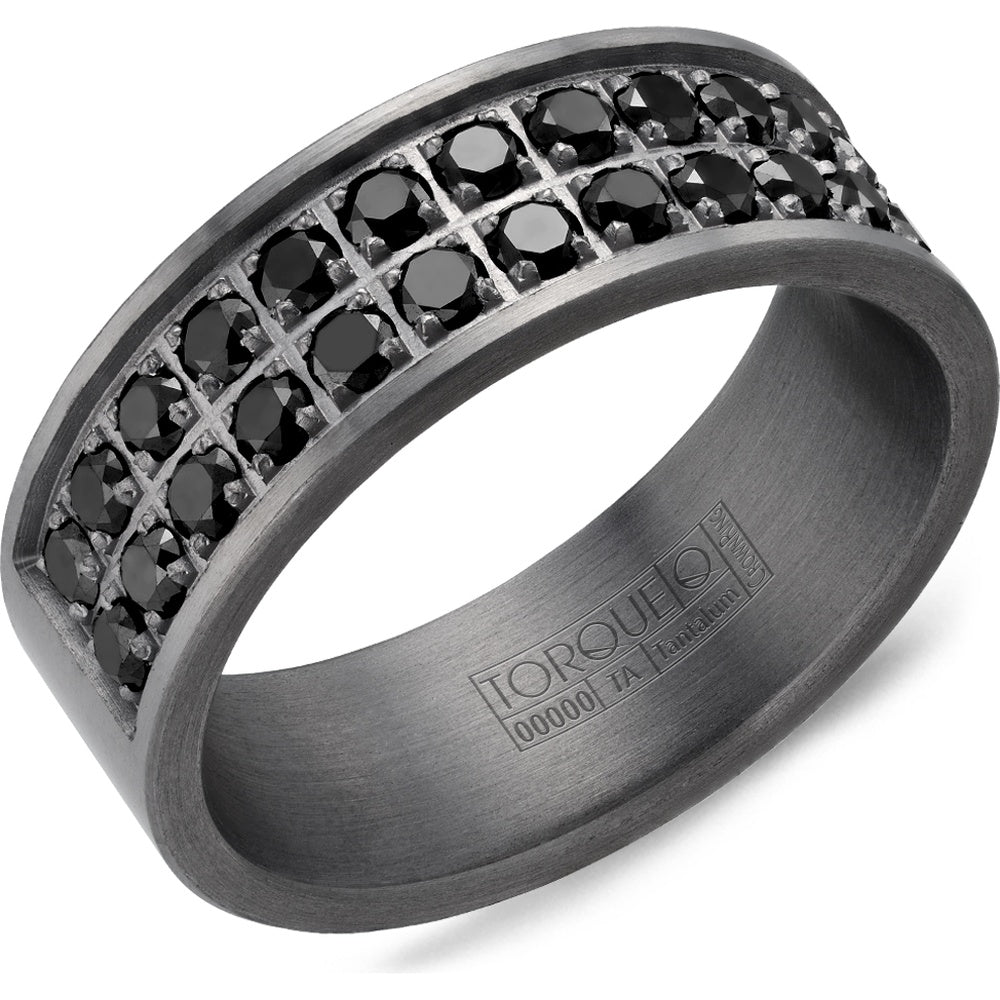 Torque Men's Wedding Band - Tantalum Double Row with Round Black Diamonds - 1.59 Carat Total Diamond Weight - 8mm Width from the Tantalum Collection