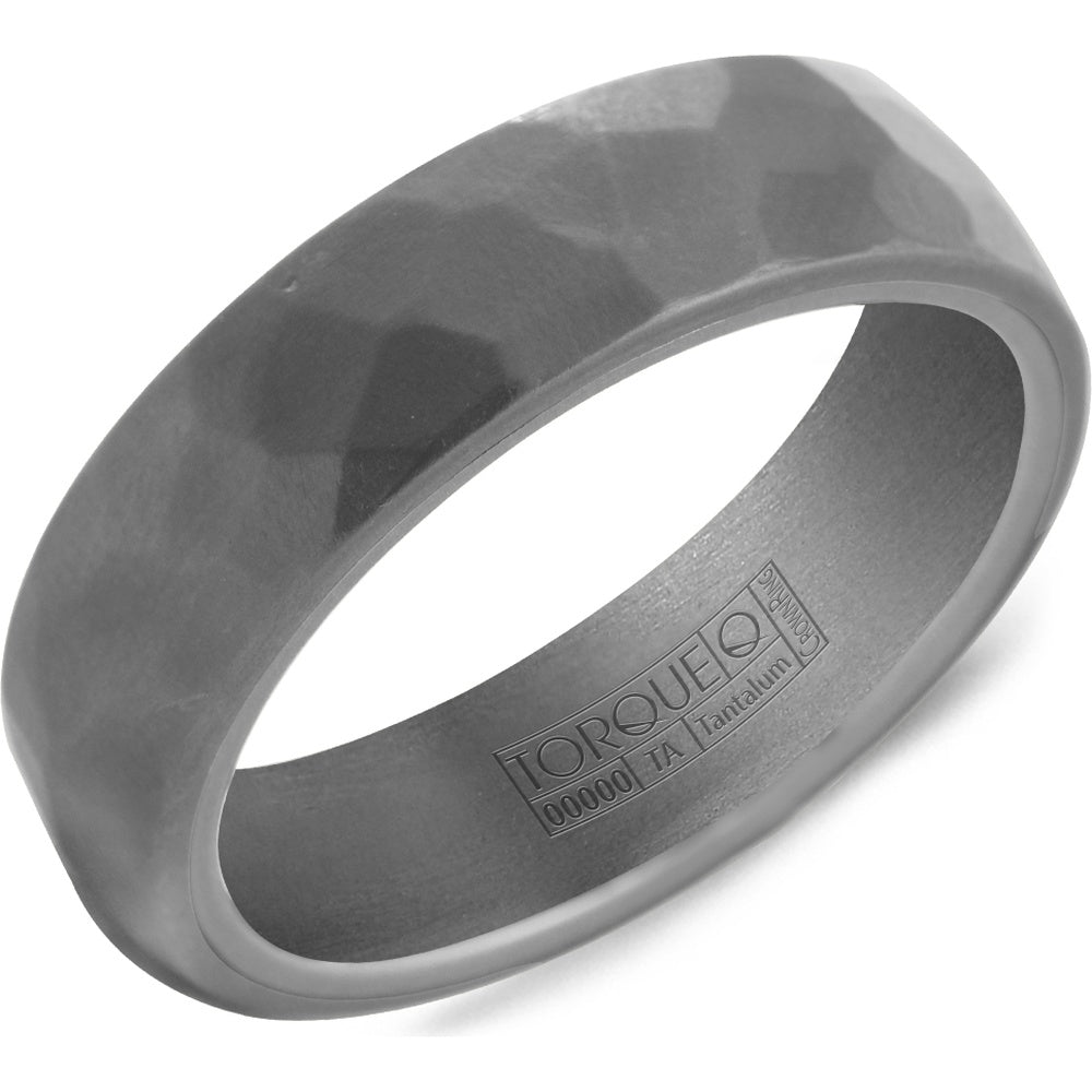 Torque Men's Wedding Band - Tantalum Hammered Frosted Finish-, Sizes 3-16 Special Order - 6mm Width from the Tantalum Collection