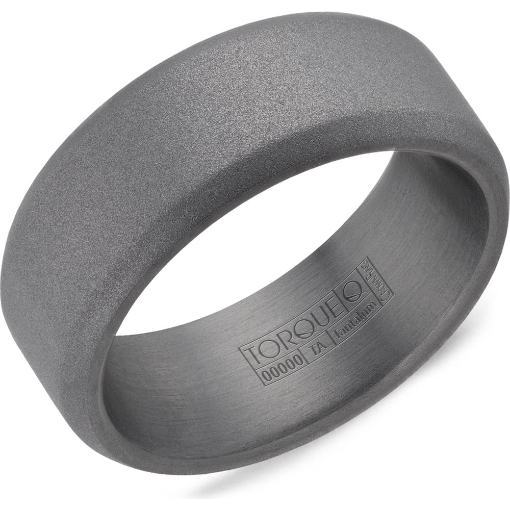 Torque Men's Wedding Band - Tantalum with All-Sandblast Finish and Profile - 8.5mm Width from the Tantalum Collection