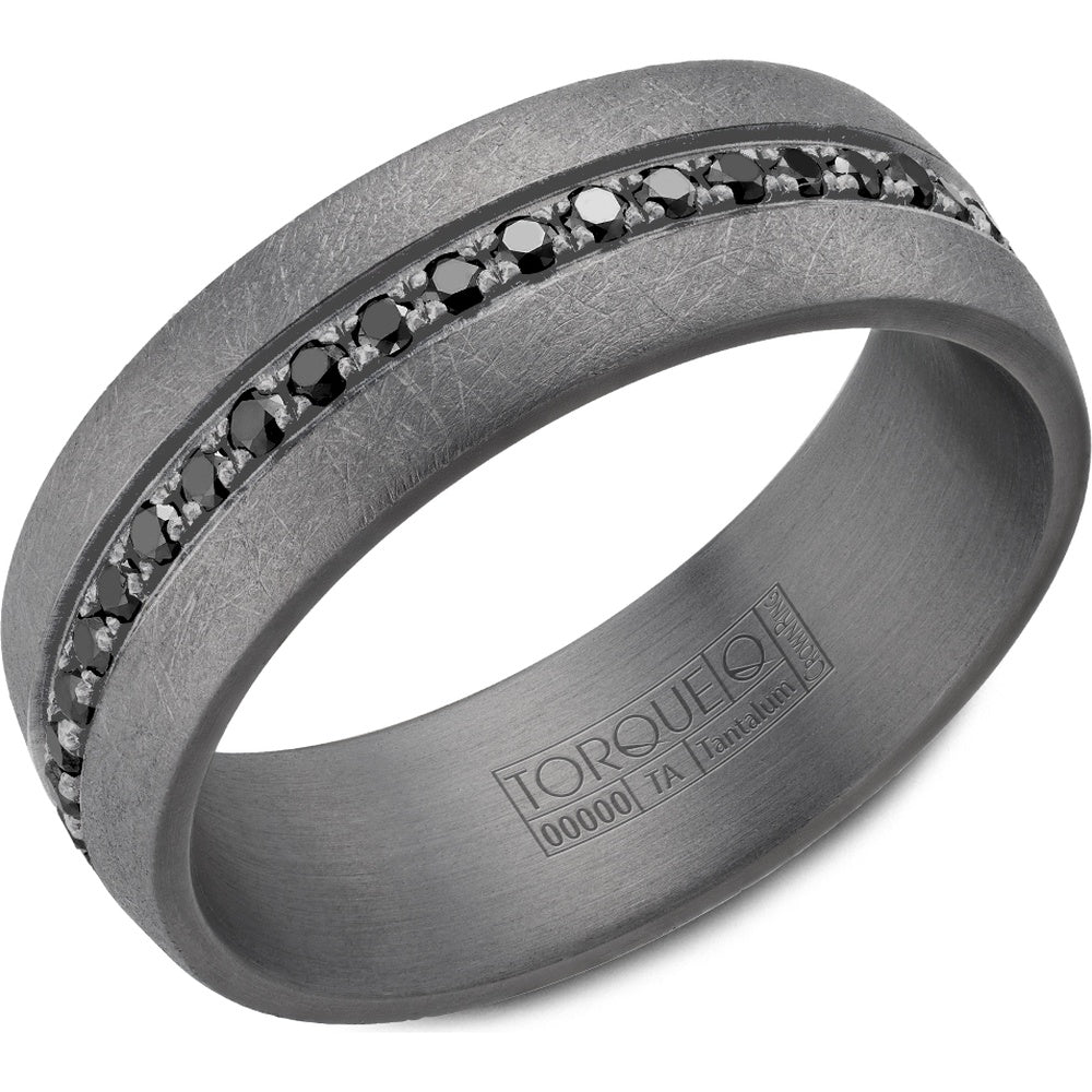 Torque Men's Wedding Band - Tantalum with Channel-Set Round Black Diamonds - 0.69 Carat Total Diamond Weight - 7mm Width from the Tantalum Collection