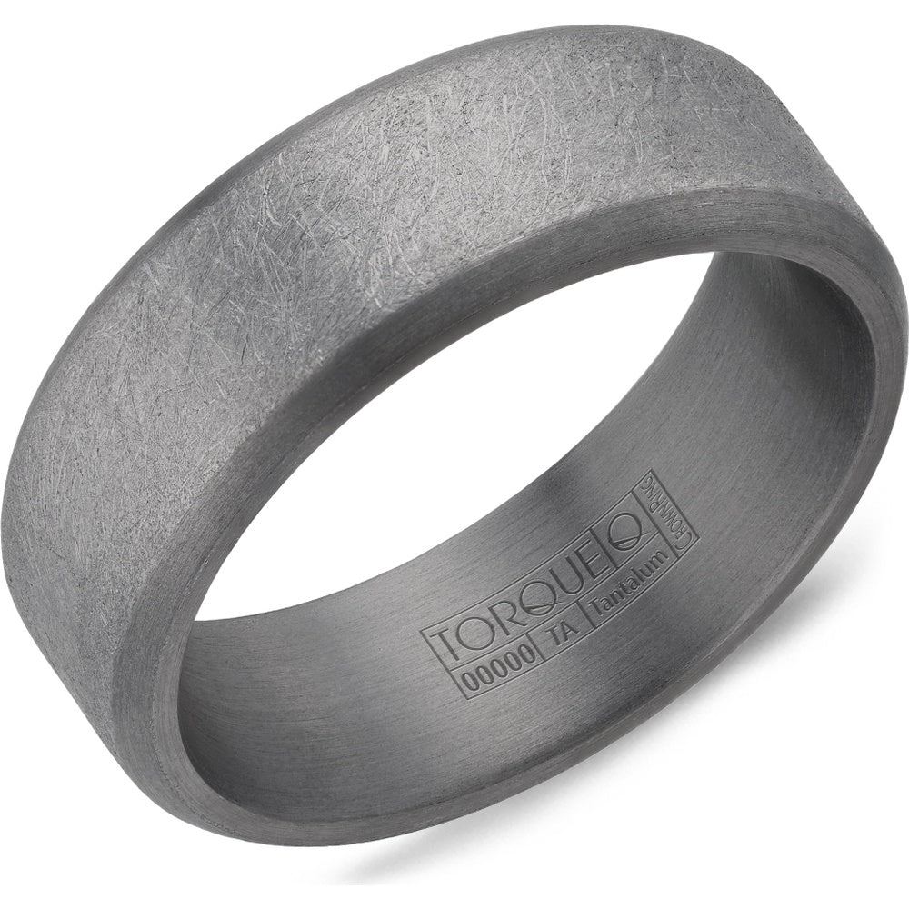 Torque Men's Wedding Band - Tantalum with Diamond Brushed Center and Sandpaper Edges - 7.5mm Width from the Tantalum Collection