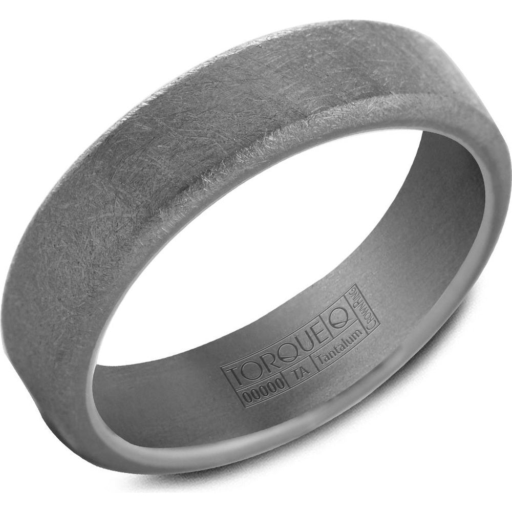 Torque Men's Wedding Band - Tantalum with Diamond-Brushed Top and Edges - 6mm Width from the Tantalum Collection