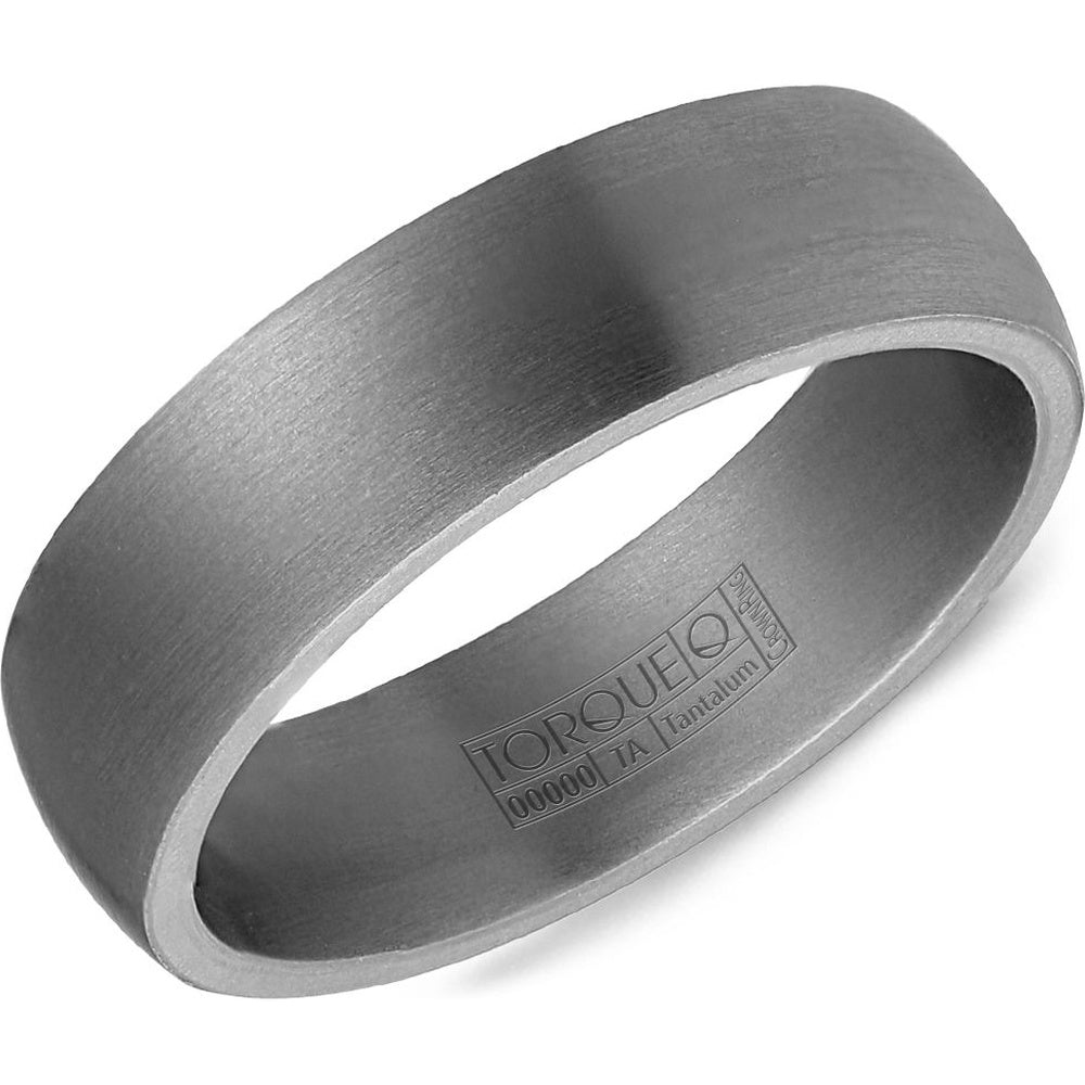 Torque Men's Wedding Band - Tantalum with Sandpaper Finish and Flat Profile - 6mm Width from the Tantalum Collection
