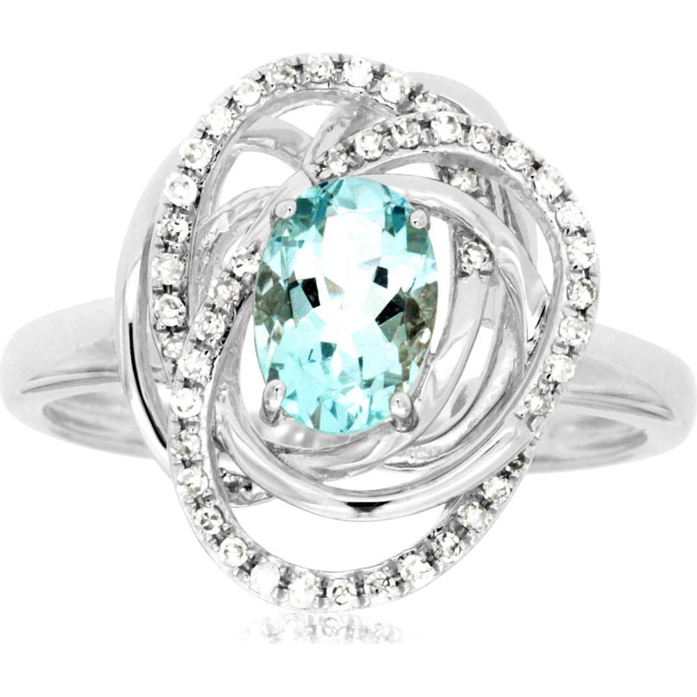 Tranquil 14K White Gold Aquamarine & Diamond Ring