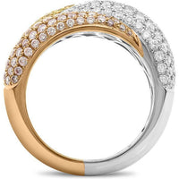 Tri-Colored Overlapping Diamond Pave Ring 18K