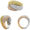 Tri-Colored Overlapping Diamond Pave Ring 18K