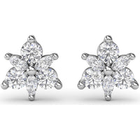 Trio Stud Earrings with Marquise and Round Diamonds by Fana - 0.70 Carat Total Diamond Weight