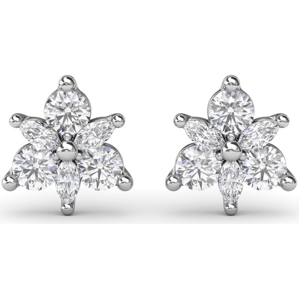 Trio Stud Earrings with Marquise and Round Diamonds by Fana - 0.70 Carat Total Diamond Weight