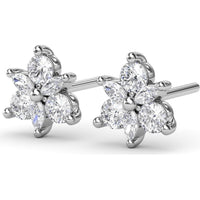 Trio Stud Earrings with Marquise and Round Diamonds by Fana - 0.70 Carat Total Diamond Weight